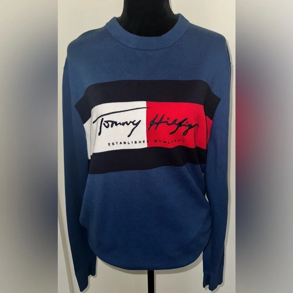 Tommy Hilfiger Signature Cotton Sweater - Size XL